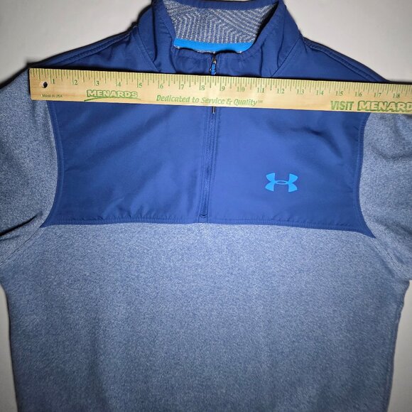 Under Armour Coldgear Mens Long Sleeve Blue 1/4 Zippered Pullover Size Large - Picture 7 of 9